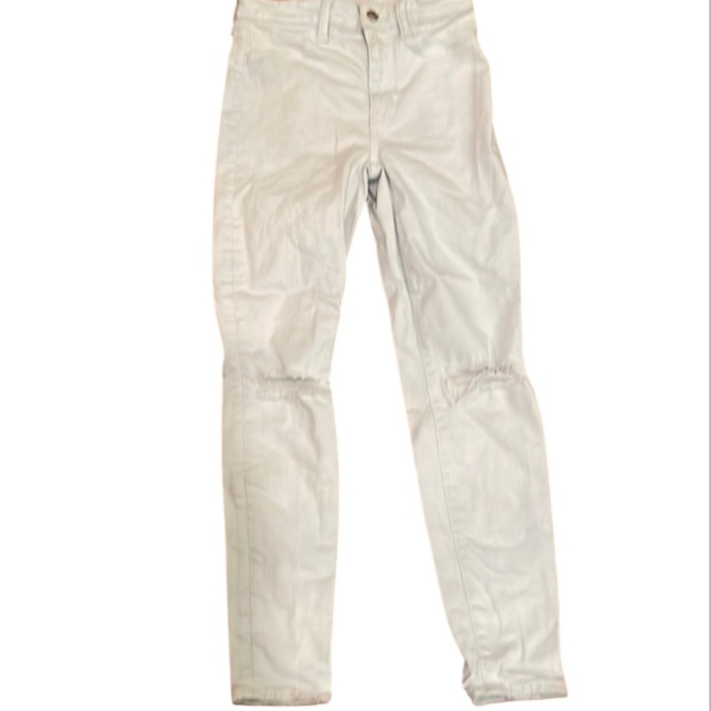American eagle Outfitters stretch white jeans sz 0 short petite distressed